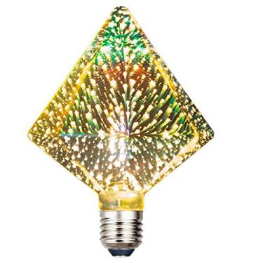 Imagem de WONFAST Lâmpada LED de fogos de artifício 3D, E27 4W Vintage Edison Lâmpada de filamento de vidro prata efeito 3D quente LED branco estrelado lâmpada decorativa lâmpada decoração noturna para casa, AC85-240V (tijolo)
