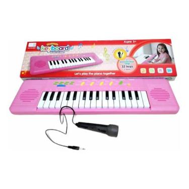 Imagem de Brinquedo Teclado Piano Infantil 32 Teclas Com Microfone (Rosa) - Fun