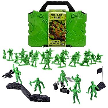 Imagem de Maleta com 30 Soldadinhos e 10 Acessórios Infantil Toy Master Montagem de Cenários de Exército para Brincadeiras de Criança