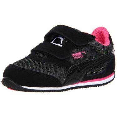 Imagem de PUMA Tênis Steeple Glitter V Fashion Tênis Infantil (bebêcriança pequena), Pretorosa choque, 5 Infant