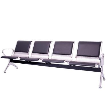 Imagem de Cadeira Longarina Aço Inox com Estofado 4 Lugares