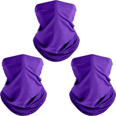 Imagem de Cachecol de motocicleta de microfibra para uso ao ar livre sem costura Bandana de 3 faces, Roxa, One Size