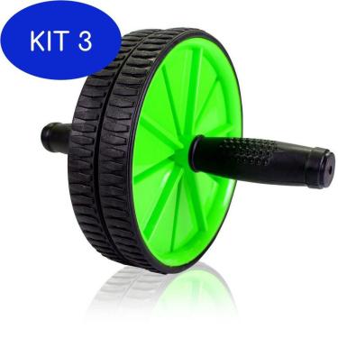 Imagem de Kit 3 Roda Exercícios Abdominal Funcional Rolo Fitnes Treino