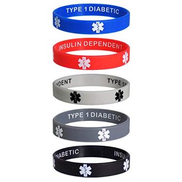 Imagem de Max Petals Pulseiras de silicone melhoradas com privacidade para diabéticos dependentes de insulina tipo 1, pacote com 5