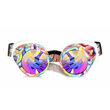 Imagem de GloFX Kandi Swirl Padded Kaleidoscope Goggles Diffraction Rave Edm Limited Edition Rainbow