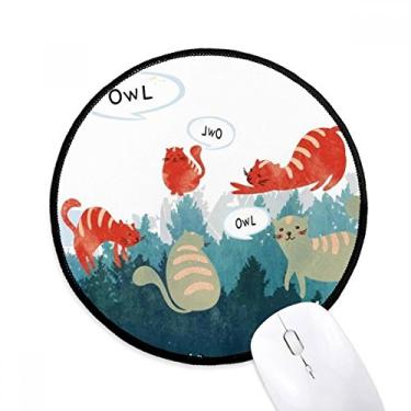 Imagem de Gato falante coruja proteger animal amante de animais mouse pad desktop escritório tapete redondo para computador