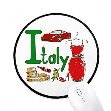 Imagem de DIYthinker Mouse pad com estampa de símbolo nacional da Itália para mesa de escritório tapete redondo para computador