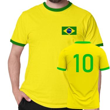 Imagem de Camiseta Brasil bandeira com numero verde amarelo