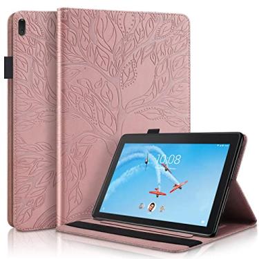 Imagem de Capa para tablet compatível com Lenovo Tab E10 (TB-X104F) 10,1 polegadas 2019 capa de couro PU carteira flip capa protetora árvore da vida capa para tablet slot para cartão capa para tablet PC (cor: ouro rosa)