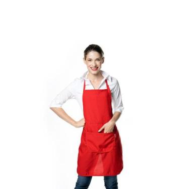 Imagem de Avental Vermelho Cozinha Jardinagem Corpo Inteiro Unissex - Du Chef