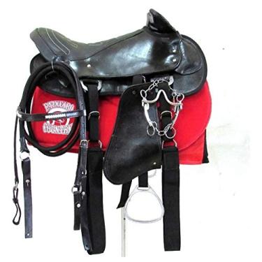 Imagem de Sela Australiana De Cabeça Preta Para Cavalgadas e Passeios Completa Com Freio Inox e Baixeiro
