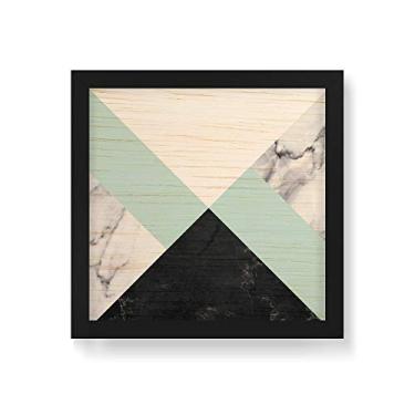 Imagem de Arte Maníacos Quadro Decorativo em Madeira Escandinava Faixa Dupla Verde - 30x30cm (Moldura caixa em laca preta)