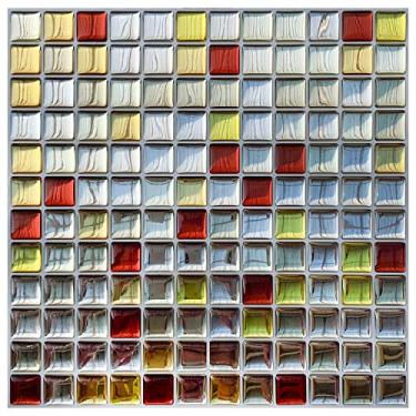 Imagem de Pastilha Adesiva Resinada Mini Mosaico Kit 4 Placas Adesivo 3M