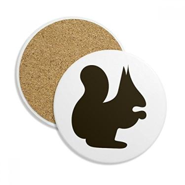 Imagem de Caneca de porta-copos de esquilo preto com desenho de animal, pedra absorvente de proteção de mesa