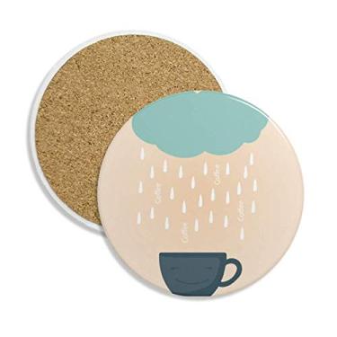 Imagem de Rain Cloud Cup Smile Face Weather Coaster Cup Caneca de proteção de mesa Pedra absorvente