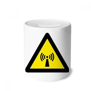 Imagem de DIYthinker Símbolo de aviso amarelo e preto radiação triângulo caixa de dinheiro caixa de cerâmica porta-moedas presente de cofrinho