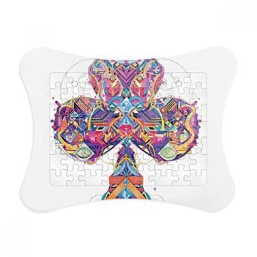 Imagem de Moldura de quebra-cabeça com estampa geométrica de cartas de baralho, enfeite de quebra-cabeça