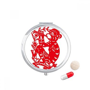 Imagem de Papercut Zodíaco Macaco China Flower Pill Case Pocket Medicine Storage Box Dispenser Recipiente