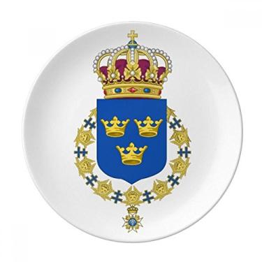 Imagem de Suécia Europa Placa com emblema nacional de porcelana decorativa Salver talheres Prato de jantar