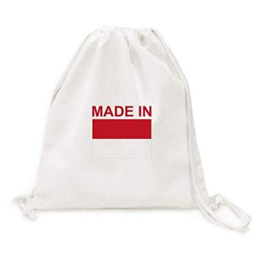 Imagem de Mochila de lona feita na Indonésia Country Love com cordão, bolsas de compras para viagem