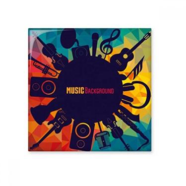 Imagem de Decalque brilhante de azulejo de cerâmica com ilustração azul louco da Music Instruments