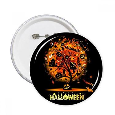 Imagem de Estampa de árvore de desenho animado de Halloween, pinos redondos, emblema, botão, decoração de roupas, presente 5 peças