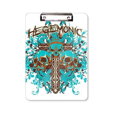 Imagem de Graffiti Street Blue Black Skull Prancheta pasta, bloco de notas A4