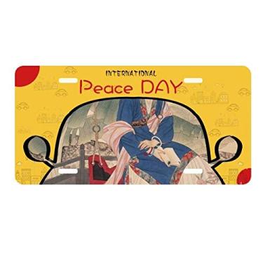 Imagem de DIYthinker Folha Flor Branco Azul Rosa Roupas Placa Placa Etiqueta Decoração Carro Dia da Paz