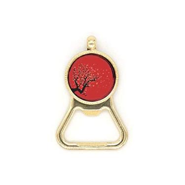 Imagem de Chaveiro de aço inoxidável com padrão de arte Sakura da cultura japonesa vermelho e branco