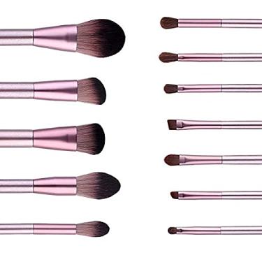 Imagem de 12 pincéis macios de maquiagem profissional com capa de couro