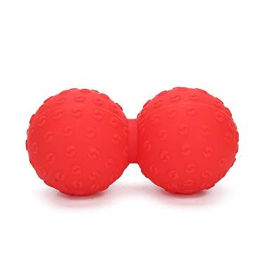 Imagem de Bola de massagem Fascial, portátil 12 x 6,35 cm, bola de massagem fitness de silicone, para ombros e pescoço (vermelho)