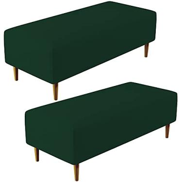 Imagem de Kit 02 Puffs Decorativos Sala de Estar Bali W01 Pés Palito 120x50 cm Suede Verde Musgo - Lyam Decor