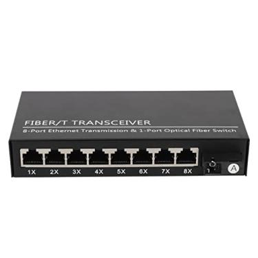 Imagem de Transceptor de Fibra, 1 Porta óptica 8 Portas Elétricas Gigabit Ethernet Switch Com Porta SC, Tx1310nm RX1550nm Ethernet Switch de Fibra Single Mode Fiber Transceiver (plugue da ue)