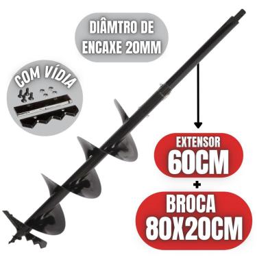 Imagem de Broca Perfurador de Solo Com Alongador 60cm Para Perfuração de Até 1,60m Encaixe de 20m...