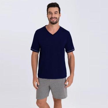 Imagem de Pijama Masculino Lupo Curto Algodão 28000-001 Azul Marinho
