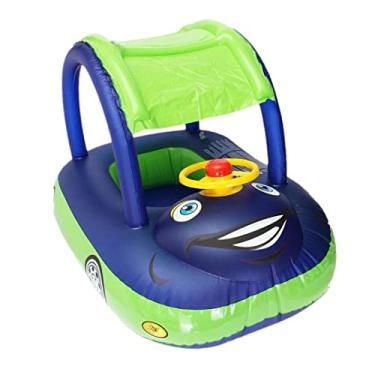 Imagem de QIAONIUNIU Boia de piscina para bebês com dossel para o verão, para-sol, anel de natação, brinquedos infláveis, assento flutuante, barco, para crianças