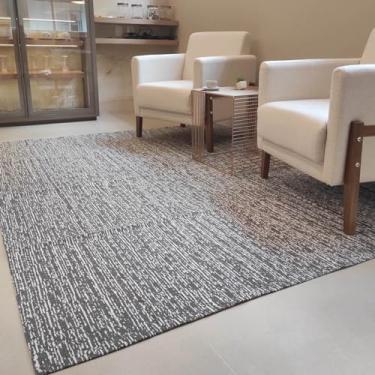 Imagem de Tapete para Sala Cinza Mesclado 200x250cm Antiderrapante Mesa Jantar Retangular