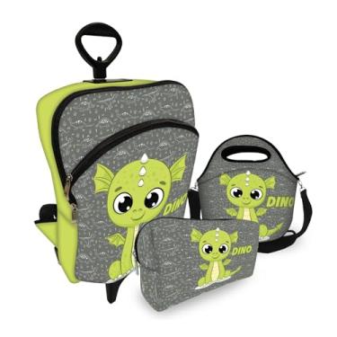 Imagem de Kit Escolar Mochila Rodinha +Lancheira+Estojo Dino