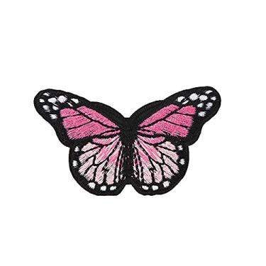 Imagem de 1/10 peças de adesivos de borboleta, aplicação de transferência de calor lavável borboleta ferro em adesivos bordados DIY para roupas, bolsa, camiseta (rosa)