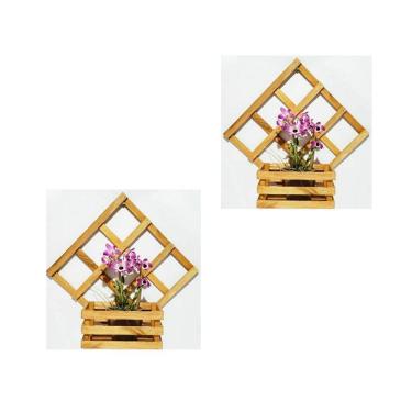 Imagem de Floreira De Madeira Jardim Vertical Para Orquídeas Kit 2 Pec