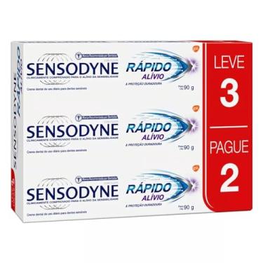 Imagem de Pasta De Dentes Creme Dental Sensodyne Rápido Alívio e Proteção Duradoura 270g Pacote com 3