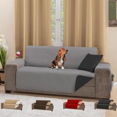 Imagem de Protetor de Sofá Dupla Face Impermeável com 1,50m de Assentos Entre os Braços (Cinza/Preto)