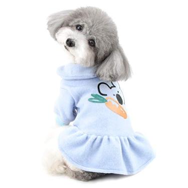Imagem de Ranphy Vestido de algodão para cães pequenos roupas quentes para animais de estimação vestidos de princesa filhote de cachorro camisa saia geral roupa suéter festa aniversário Natal Páscoa fantasia
