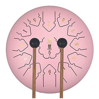 Imagem de Tambor de língua de aço, 30,5 cm, 13 notas, instrumento de percussão C-Key Handpan Drum, Tambor etéreo Educação Musical, Meditação Yoga Cura Mente, com Baquetas Rougepowder