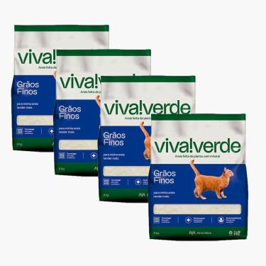 Imagem de Kit 4 Areia Higiênica Para Gatos Biodegradável Viva Verde Limpeza Plena Petfive 