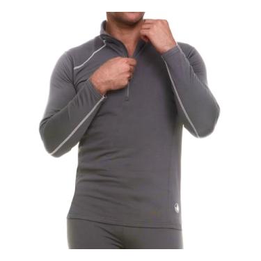 Imagem de Body Glove Camiseta térmica masculina - camisa quente de inverno - camiseta térmica de manga comprida com colarinho para homens, Cinza, M