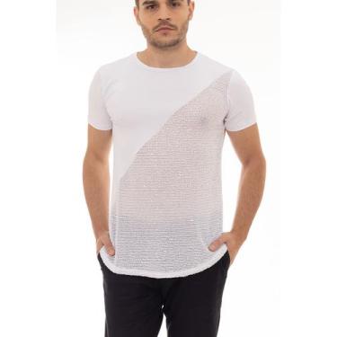 Imagem de Camiseta  Masculina Longline Paetê Camisa  Com  Lantejola - Execução J