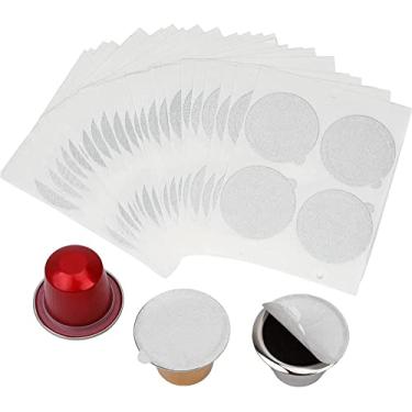 Imagem de 200 peças de selos de tampas de alumínio para cápsulas Nespresso reutilizáveis, cápsulas de café de aço inoxidável recarregáveis, capas de adesivos compatíveis com máquinas Nespresso Original Line