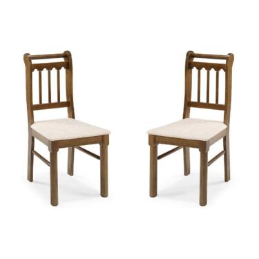 Imagem de Kit 2 Cadeiras Em Madeira Maciça Mv Outlet Castanho