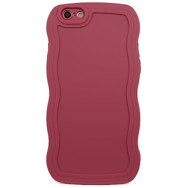 Imagem de SKYLMW Capa protetora de telefone compatível com iPhone 6s/6 de 4,7 polegadas, fofa Kawaii ondulada, em forma de moldura ondulada, de silicone macio à prova de choque para mulheres e meninas, marrom